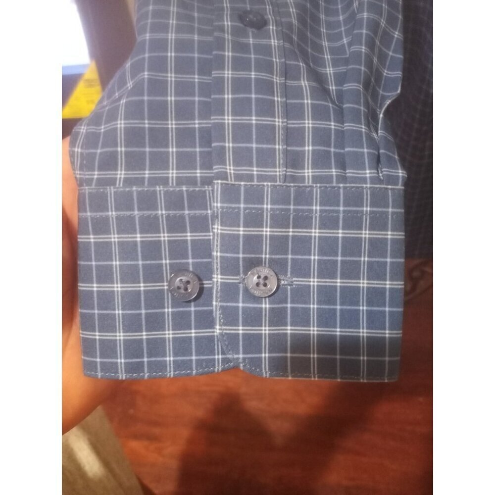 NWT Nautica Performance Super Shirt, Button Up, Slim Fit, Blue Check 15-15.5 (M) - Picture 6 of 14